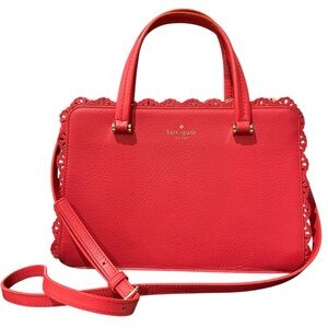 Kate Spade Fordham Court Crossbody Laser Cut Lace Trim Satchel Pink Bag
